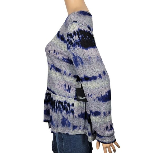 NWT Simply Vera Vera Wang Ruffle Blue/Purple Tie-Dye Sweater Size L - Picture 6 of 12